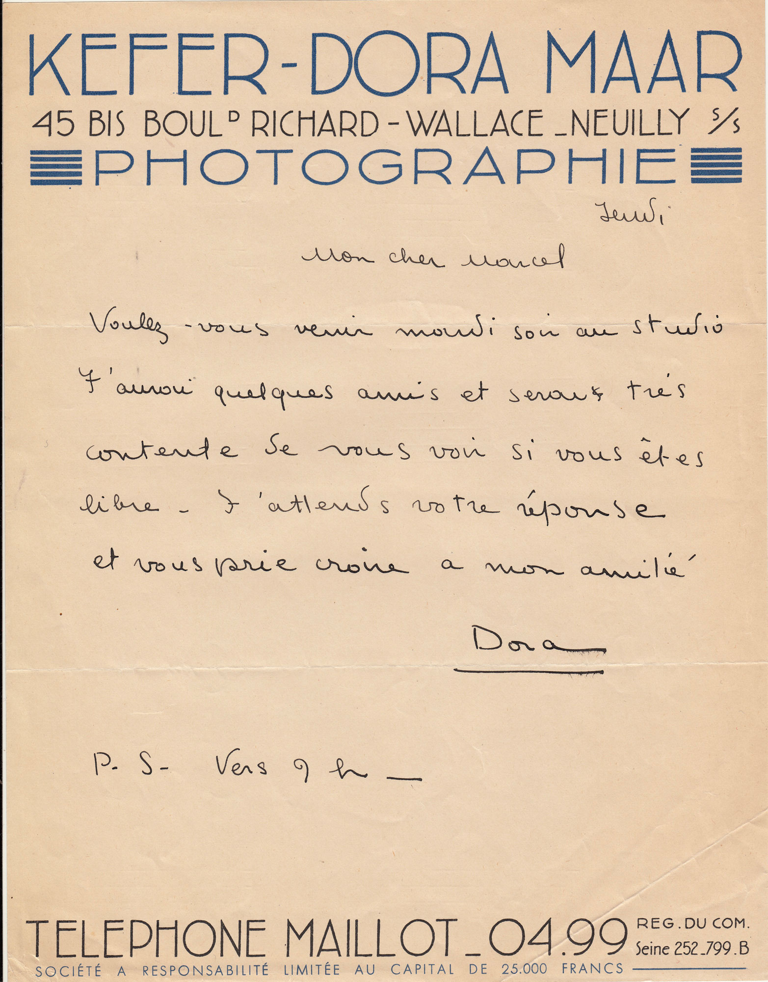Lettre Dora Maar